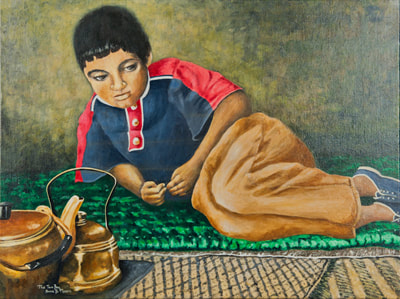 Anne Heather Moore, The Tea Boy
Acrylic on canvas - 46cm x 61cm – 18” x 24” 
