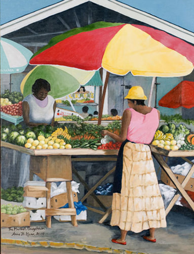 Anne Heather Moore, The Market, Bridgetown, 2008
46cm x 61cm – 18” x 24”